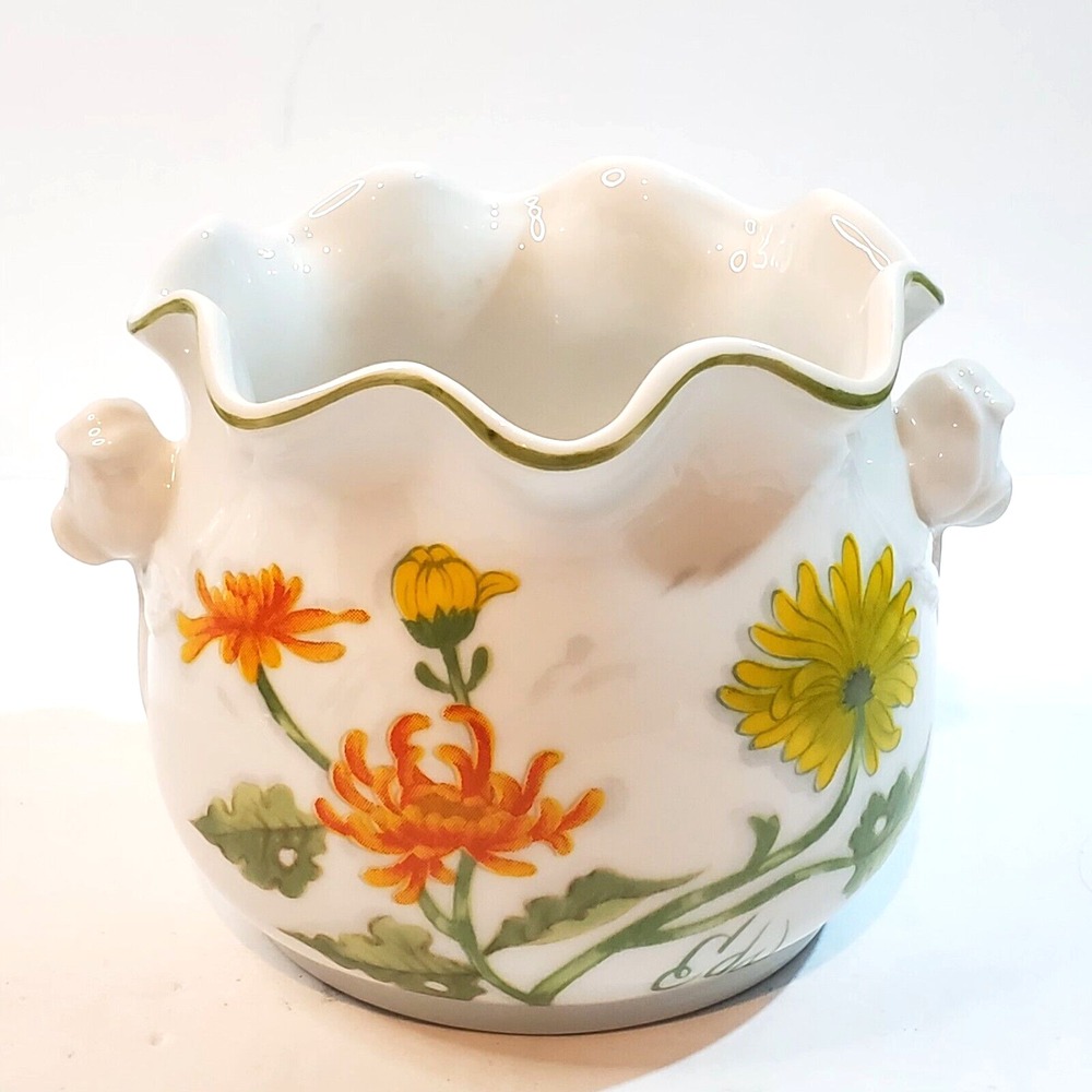 Vintage Seymour Mann Chrysanthemum Watercolor Eda Sugar Bowl Vase Planter